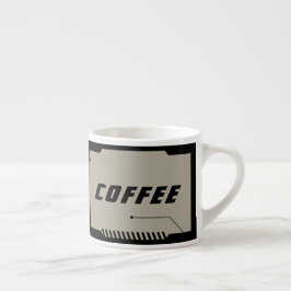 Xícara De Espresso Futuro SciFi Espaço, Molduras Pretas em Bege