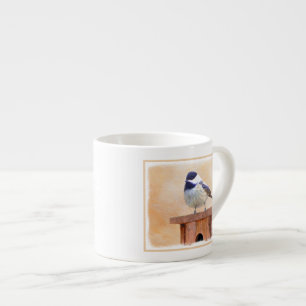 Xícara De Espresso Galinha em Birdhouse Pintura Original de Pássaros