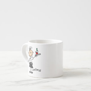 Xícara De Espresso Garçonete em desenho de palito