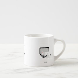 Xícara De Espresso Gato Branco Dormindo No Laptop Espresso Mug