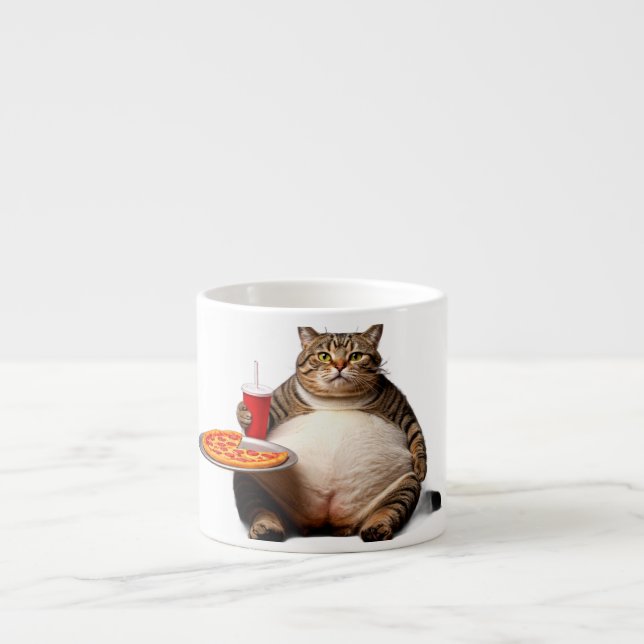 Xícara De Espresso Gato de Gato Engraçado - Pizza Lover Gift Café Cup (Frente)