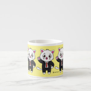 Xícara De Espresso Gato gatinho bonito em desenho animado