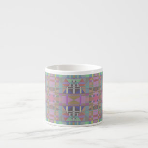 Xícara De Espresso Geométrica Rosa Púrpura Verde