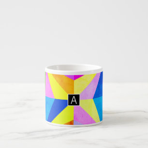 Xícara De Espresso Geométrico multicolorido moderno e colorido   Mono