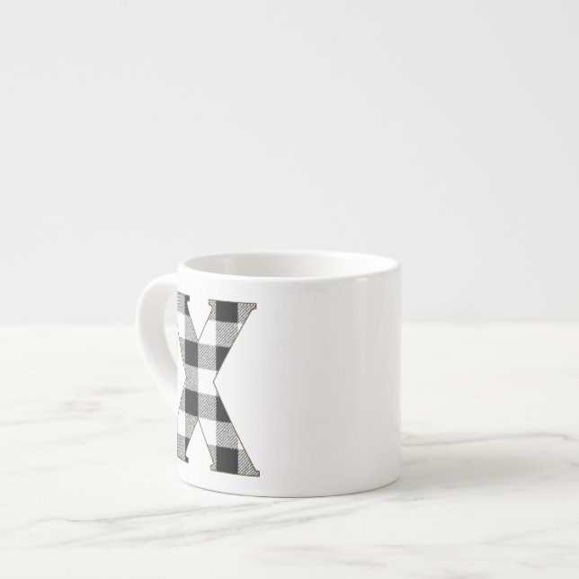 Xícara De Espresso Gingham Check X (Frente Esquerda)