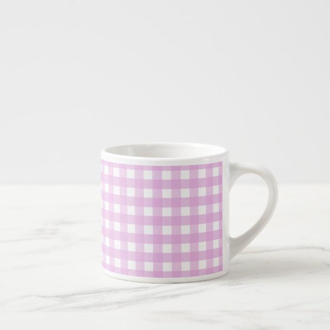 Xícara De Espresso Gingham rosa pálido (Direita)