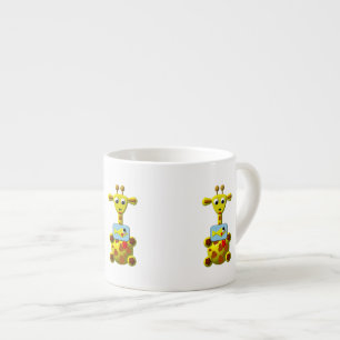 Xícara De Espresso Girafa Fofa com Peixe Dourado