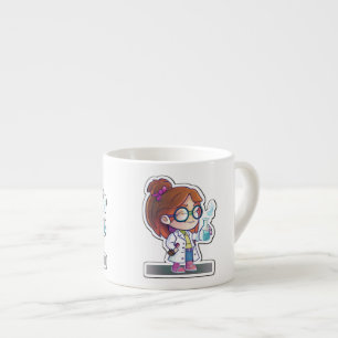 Xícara De Espresso Girl Scientist Sticker Art Espresso Mug