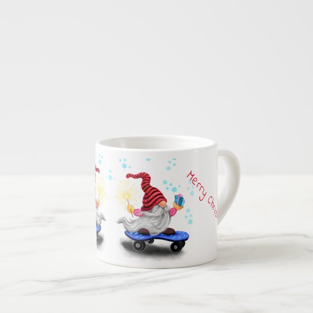 Xícara De Espresso Gnomo de Natal do Skater com Gift Mug (Frente Esquerda)