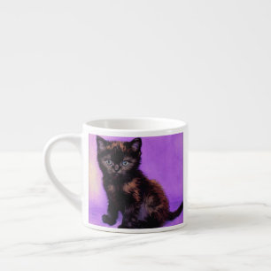 Xícara De Espresso Gogh Style Purple Cat