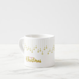 Xícara De Espresso Golden Snowflakes with Merry Christmas Quote
