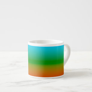 Xícara De Espresso Gradiente Verde Azul e Laranja