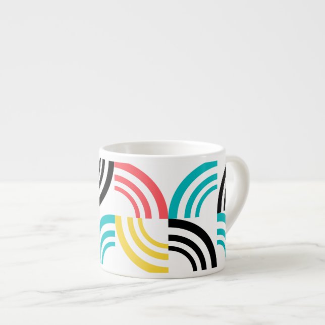 Xícara De Espresso Gráfico geométrico colorido, moderno, divertido e  (Frente Esquerda)