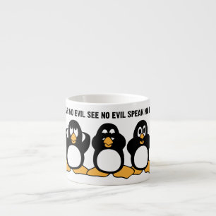 Xícara De Espresso Gráfico sábio do design de três pinguins