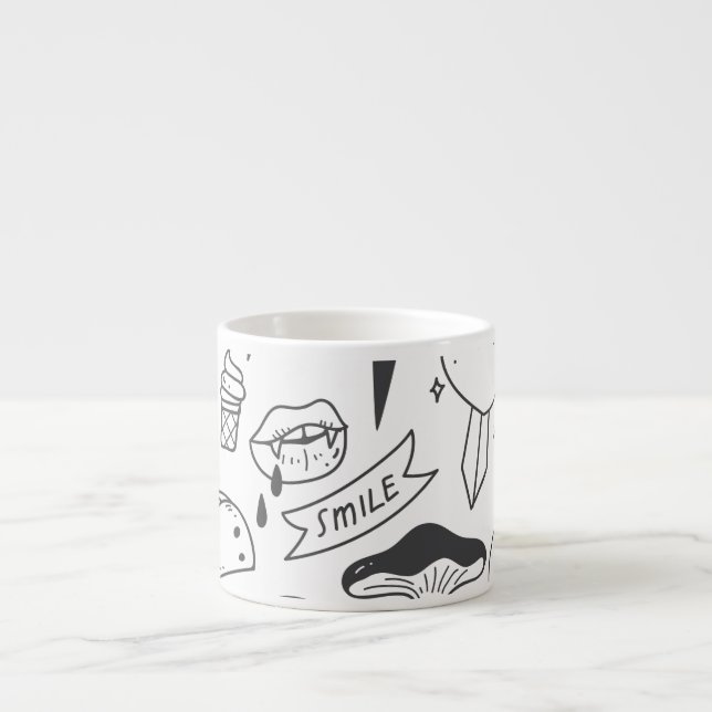 Xícara De Espresso Grafite Bonito: Conjunto de Artes de Porte. (Frente)