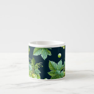 Xícara De Espresso Grama Verde: Padrão Escuro de Aquarela
