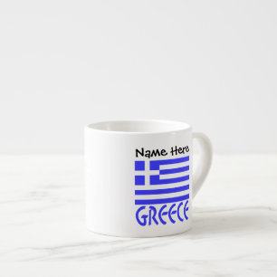 Xícara De Espresso Grécia e Bandeira Grega com o Seu Nome