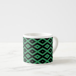 Xícara De Espresso Green and black diamond pattern