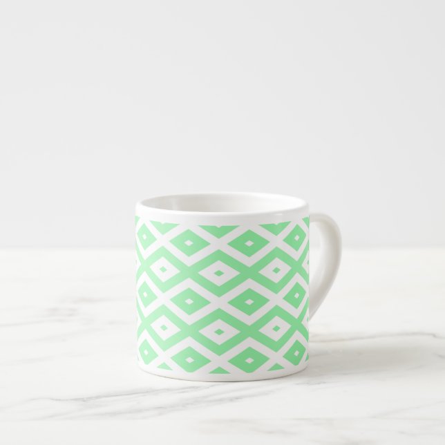 Xícara De Espresso Green and white diamond pattern (Frente Esquerda)