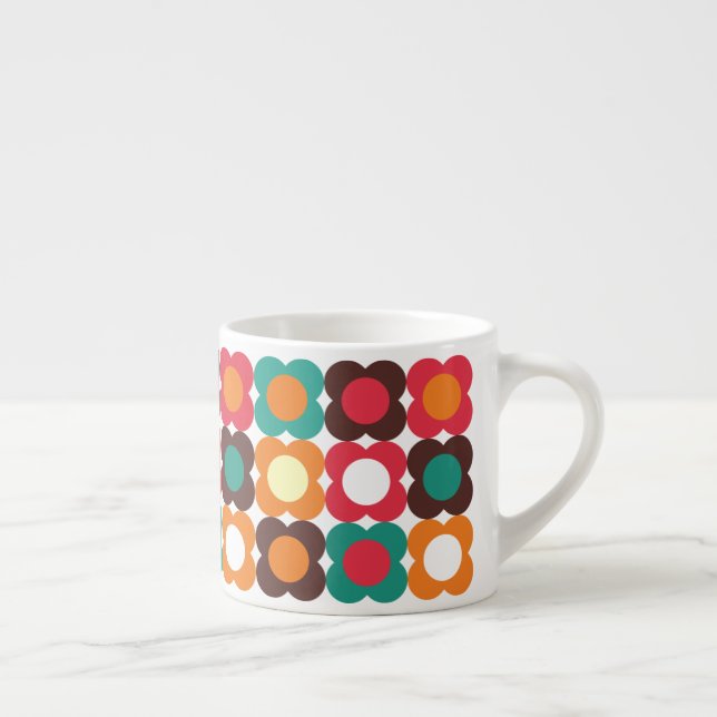 Xícara De Espresso Groovy 70s Retro Flower Pattern | Bold Boho Floral (Direita)