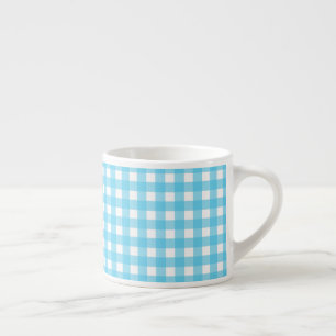 Xícara De Espresso Guingão brilhante do azul cerulean
