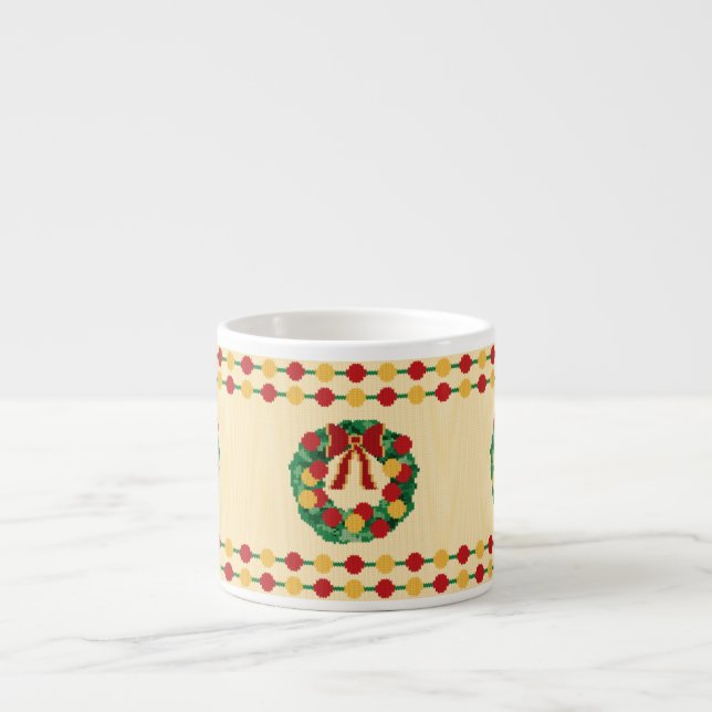 Xícara De Espresso Guirlanda de Natal Têxtil (Frente)