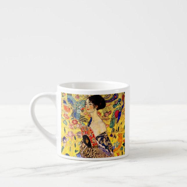 Xícara De Espresso Gustav Klimt Lady com ventilador (Esquerda)