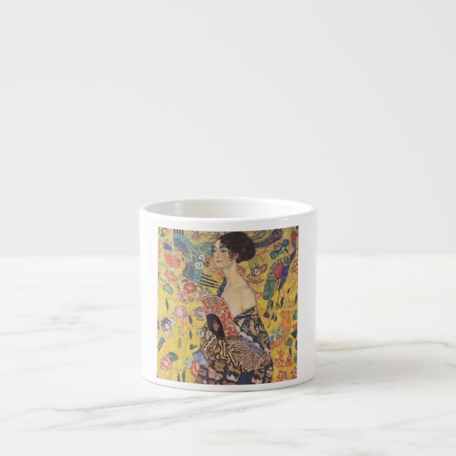 Xícara De Espresso Gustav Klimt - Mulher com leque (Frente)
