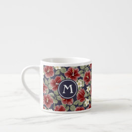 Xícara De Espresso Hibiscus e Plumeria - Maroon