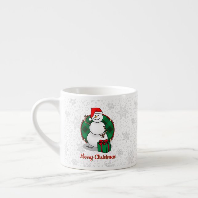 Xícara De Espresso Ho Ho Feliz Papais noeis de Natal Bonito Snowman (Esquerda)
