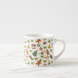 Xícara De Espresso Holly de Natal, bolo e pão-de-açúcar