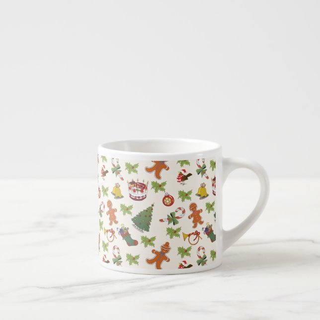 Xícara De Espresso Holly de Natal, bolo e pão-de-açúcar (Direita)