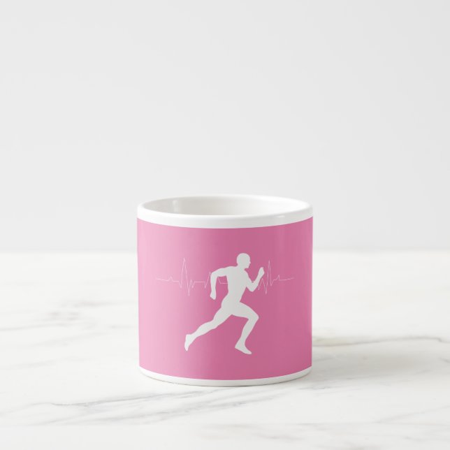Xícara De Espresso Homem Runners Silhouette em Fundo Rosa (Frente)