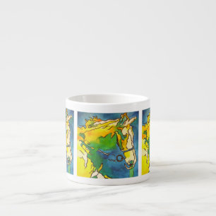 Xícara De Espresso "Horse and Bridle Colorful Black Outline Art" #ho