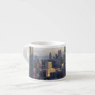 Xícara De Espresso Ideia da arquitectura da cidade com luz fantástic