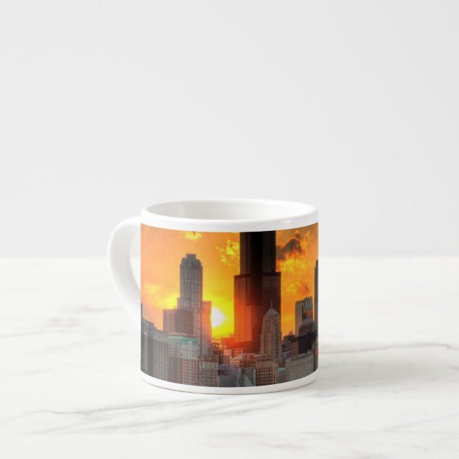 Xícara De Espresso Ideia da skyline de Chicago de Adler (Frente Esquerda)