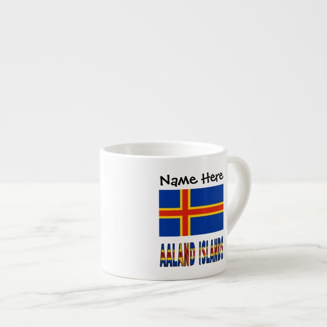 Xícara De Espresso Ilhas Ashland Bandeira Ålander Personalizada  (Frente Esquerda)