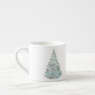 Xícara De Espresso Ilustração de Árvore de Spruce coberta por neve