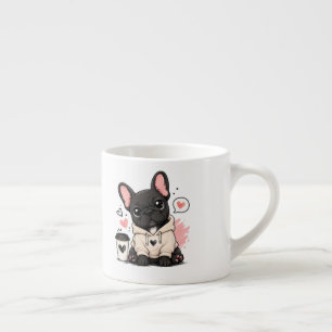 Xícara De Espresso Ilustração de Camisola de Capuz de Bulldog Francês