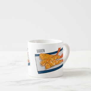 Xícara De Espresso Ilustração de desenho animado da tempura do Shrimp