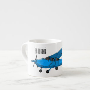 Xícara De Espresso Ilustração de desenho animado de aeronaves de asa 