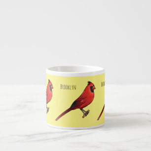 Xícara De Espresso ilustração de desenho animado de aves cardeal nort