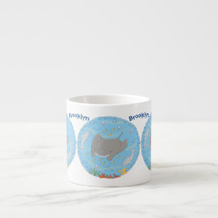 Xícara De Espresso Ilustração de desenho animado de manta-branca e bo