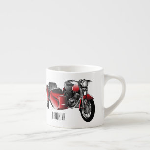 Xícara De Espresso Ilustração de desenho animado de motociclo Sidecar