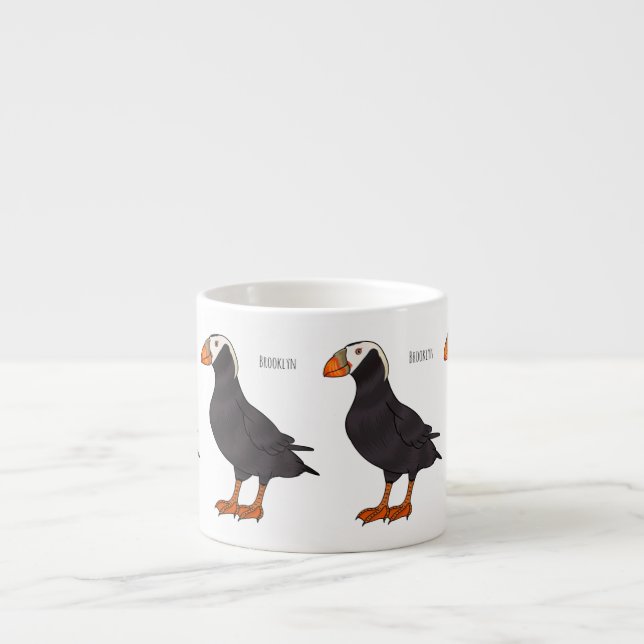 Xícara De Espresso Ilustração de desenho animado de pássaros puffin t (Frente)