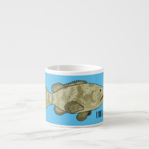 Xícara De Espresso Ilustração de desenho animado de peixe-grua