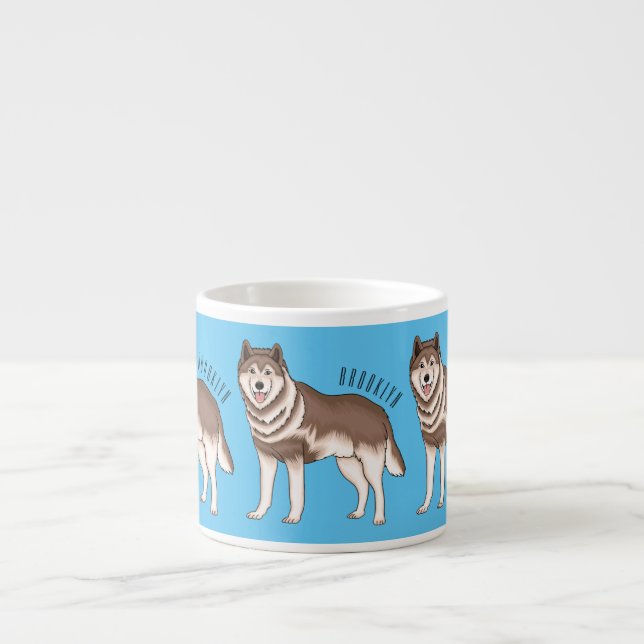 Xícara De Espresso Ilustração de desenho animado siberiano husky (Frente)