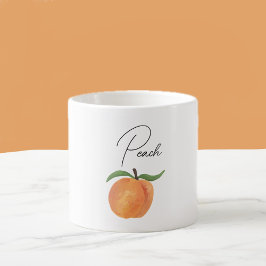 Xícara De Espresso Ilustração de Fruta Pêssego Pintada Fofa