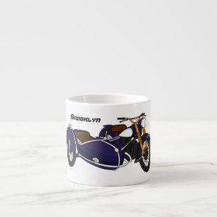Xícara De Espresso Ilustração de motocicleta roxa Sidecar