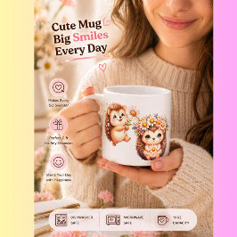 Xícara De Espresso Ilustração de um fofo casal de ouriços florais rom